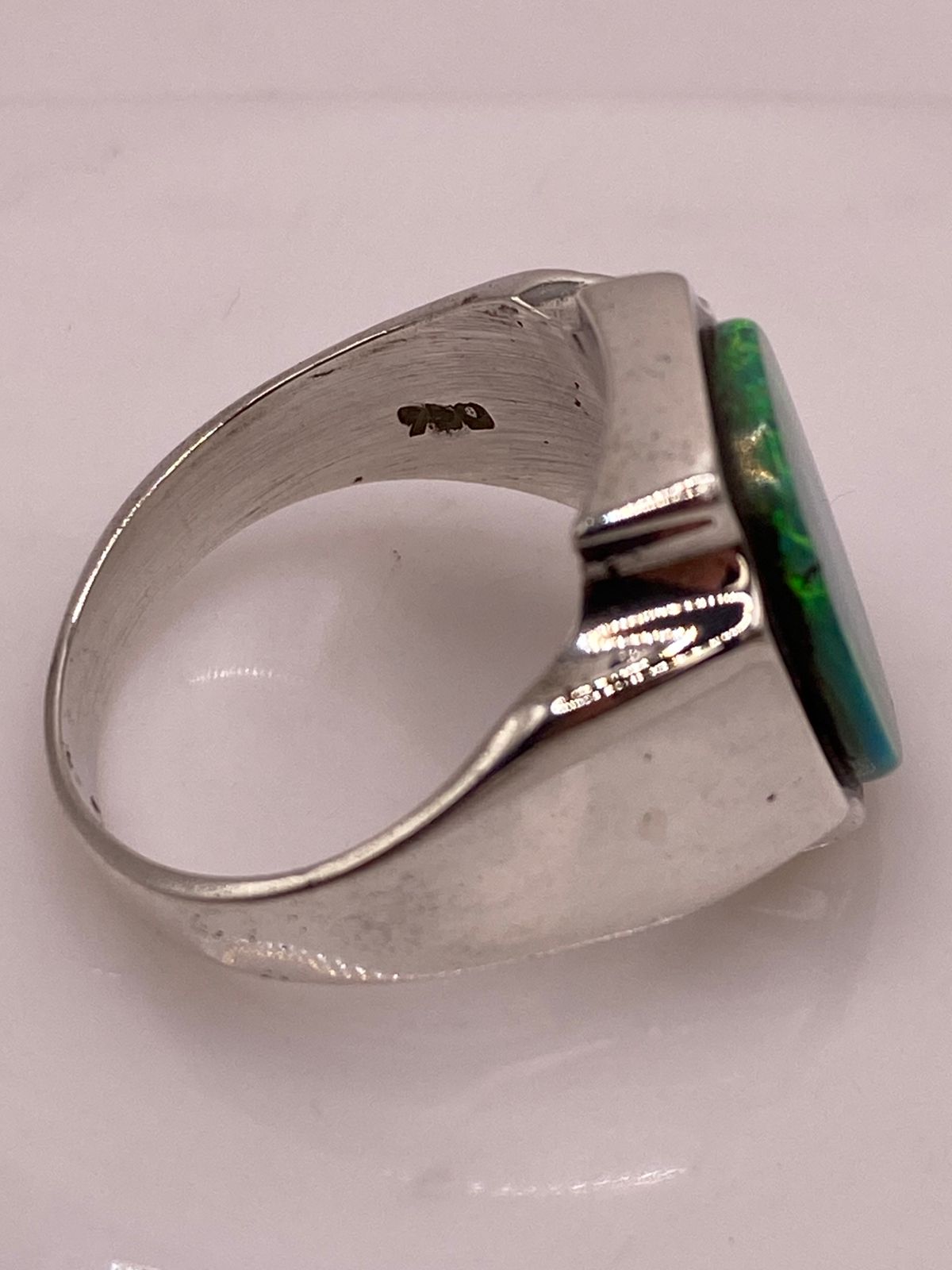 Anillo Plata Ley 950 con Ópalo de Fuego Diseño Contemporáneo
