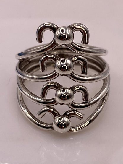 Anillo de Plata .925 Diseño Escalonado con Esferas