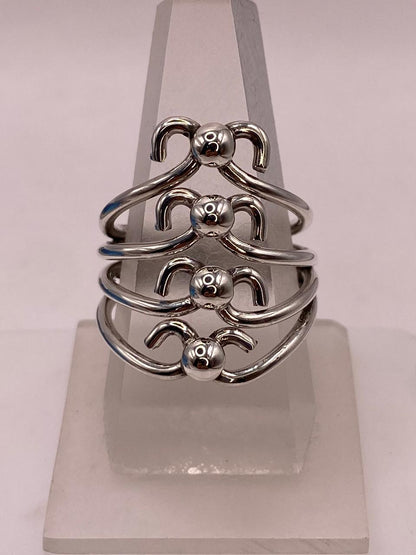 Anillo de Plata .925 Diseño Escalonado con Esferas