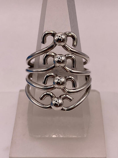 Anillo de Plata .925 Diseño Escalonado con Esferas