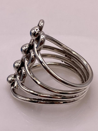 Anillo de Plata .925 Diseño Escalonado con Esferas