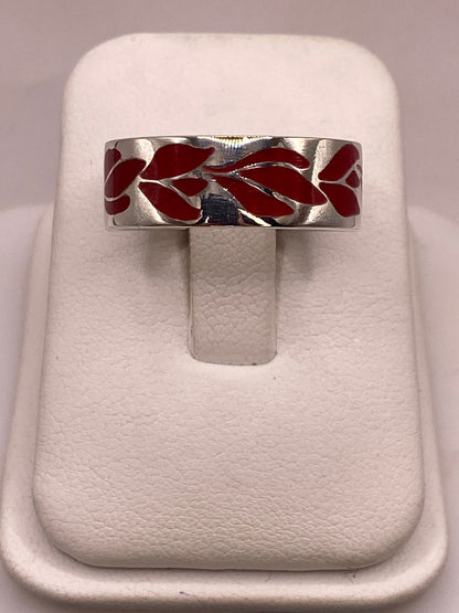 Anillo de Plata .925 con Diseño de Hojas Decorativas, sello de autenticidad Plata Ley .925