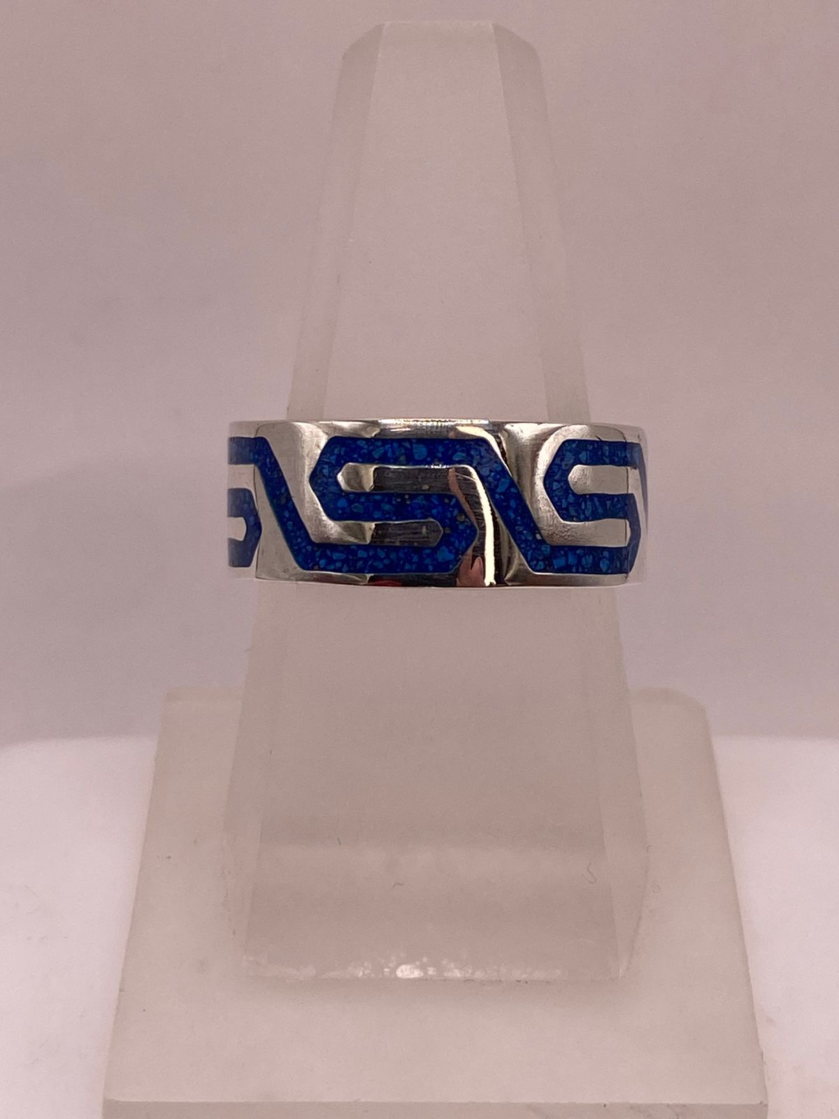 Anillo de Plata .925 con Lapislázuli – Diseño Geométrico Greca