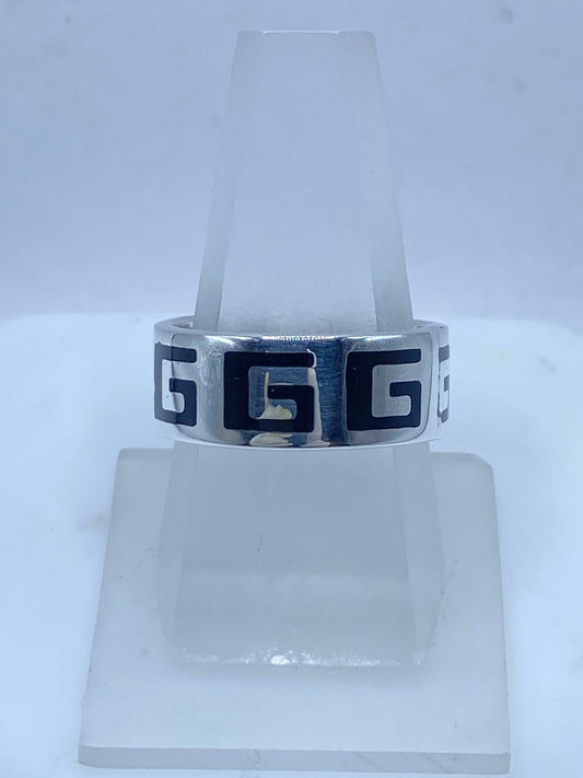 Anillo de Plata .925 con Ónix y Greca Clásica