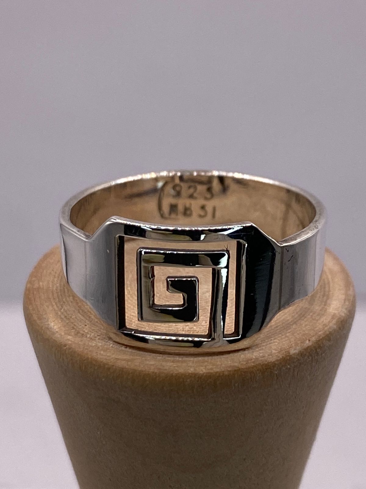 🔷 Anillo Sello Greca Moderna en Plata .925