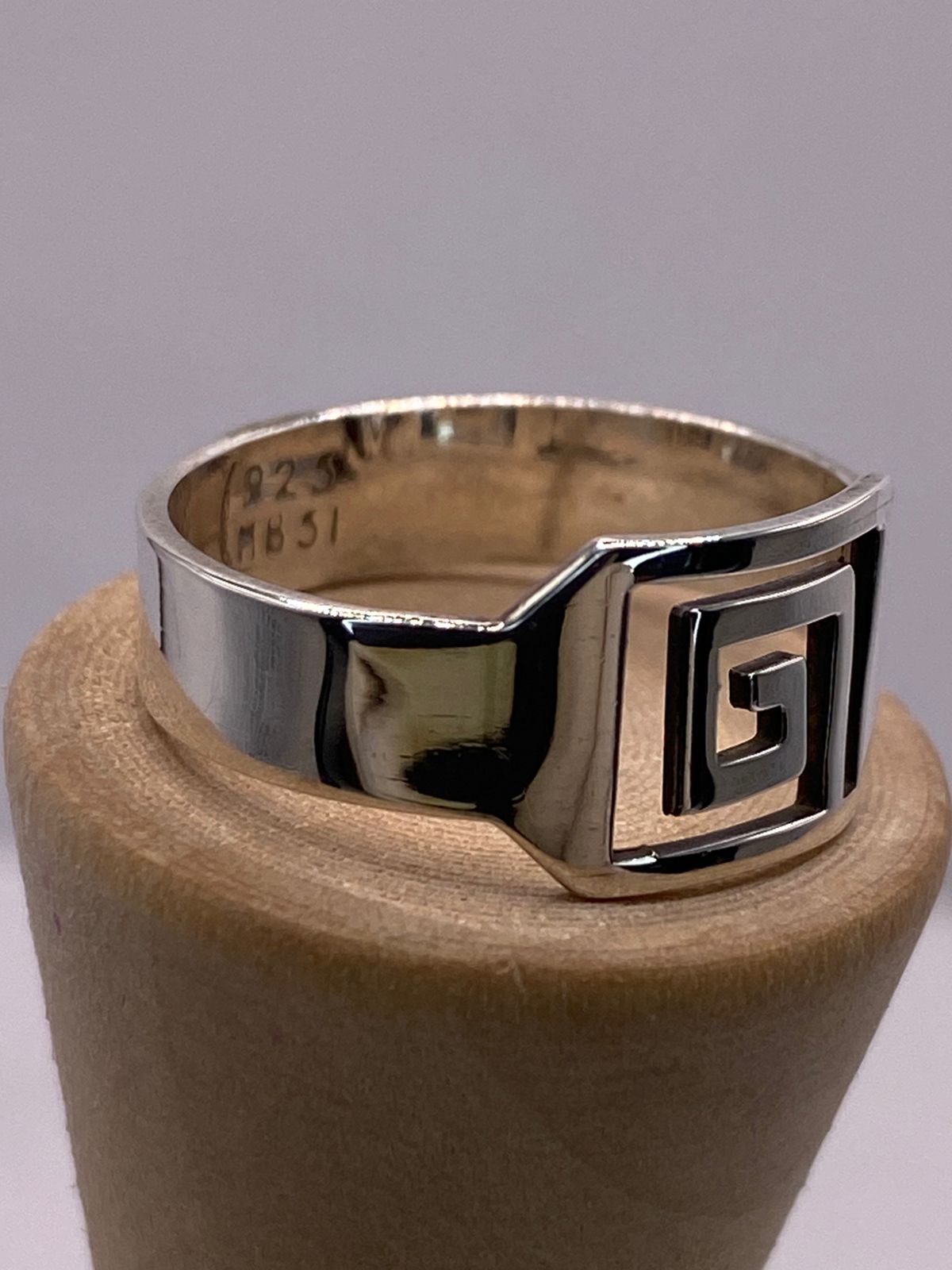 🔷 Anillo Sello Greca Moderna en Plata .925