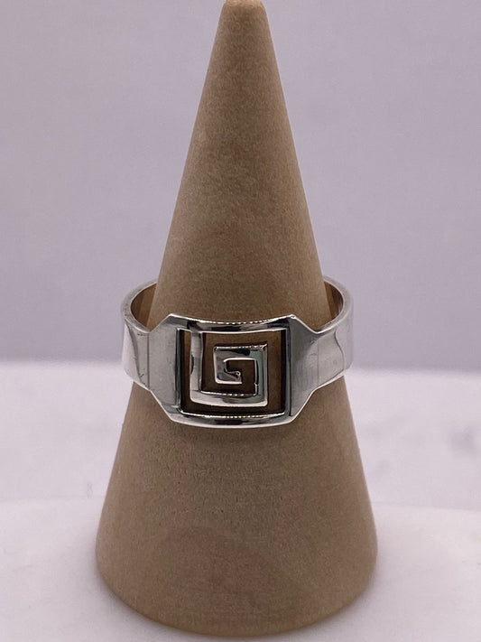 🔷 Anillo Sello Greca Moderna en Plata .925