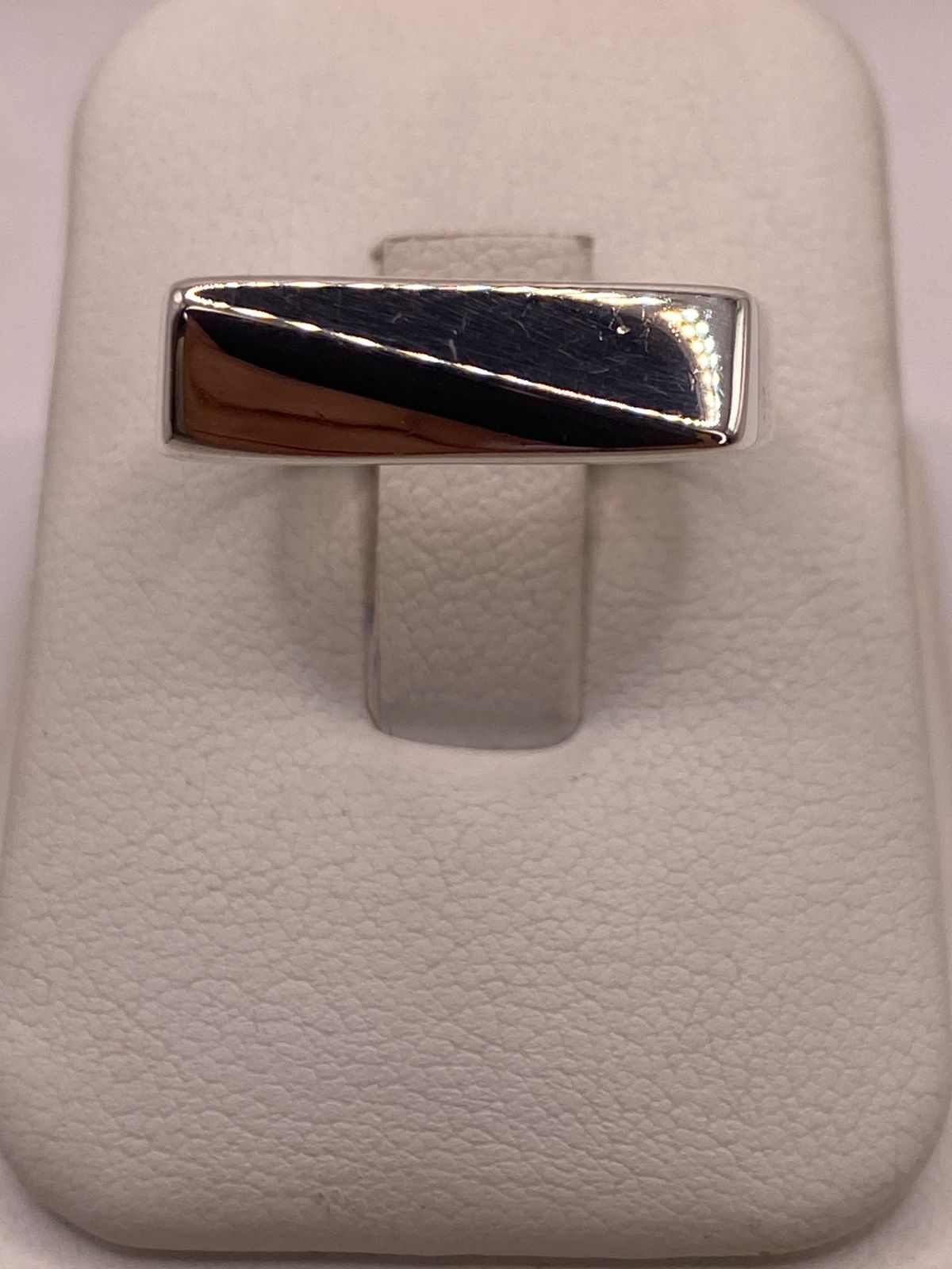 Anillo Sello Rectangular Liso con Corte Diagonal Plata .925