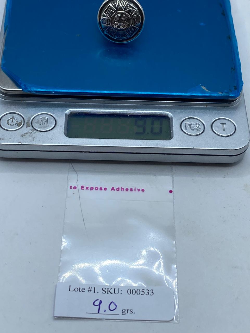 Anillo Sol Azteca en Plata .925 – Diseño Prehispánico Circular Tipo Sello