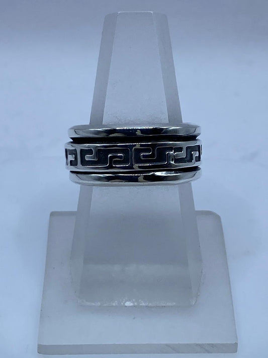 Anillo Spinner de Plata .925 con Diseño Greca Clásica