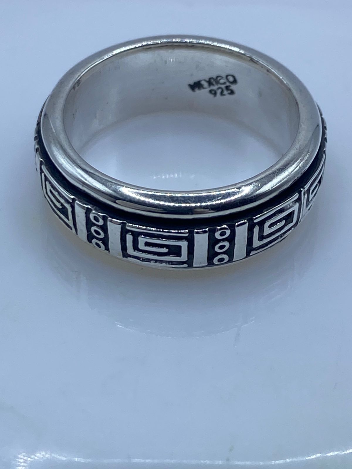 🏛️💍 Anillo Spinner de Plata .925 con Diseño Greca Geométrica