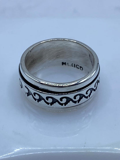 Anillo Spinner de Plata .925 con Diseño de Olas, sello de autenticidad Plata Ley .925