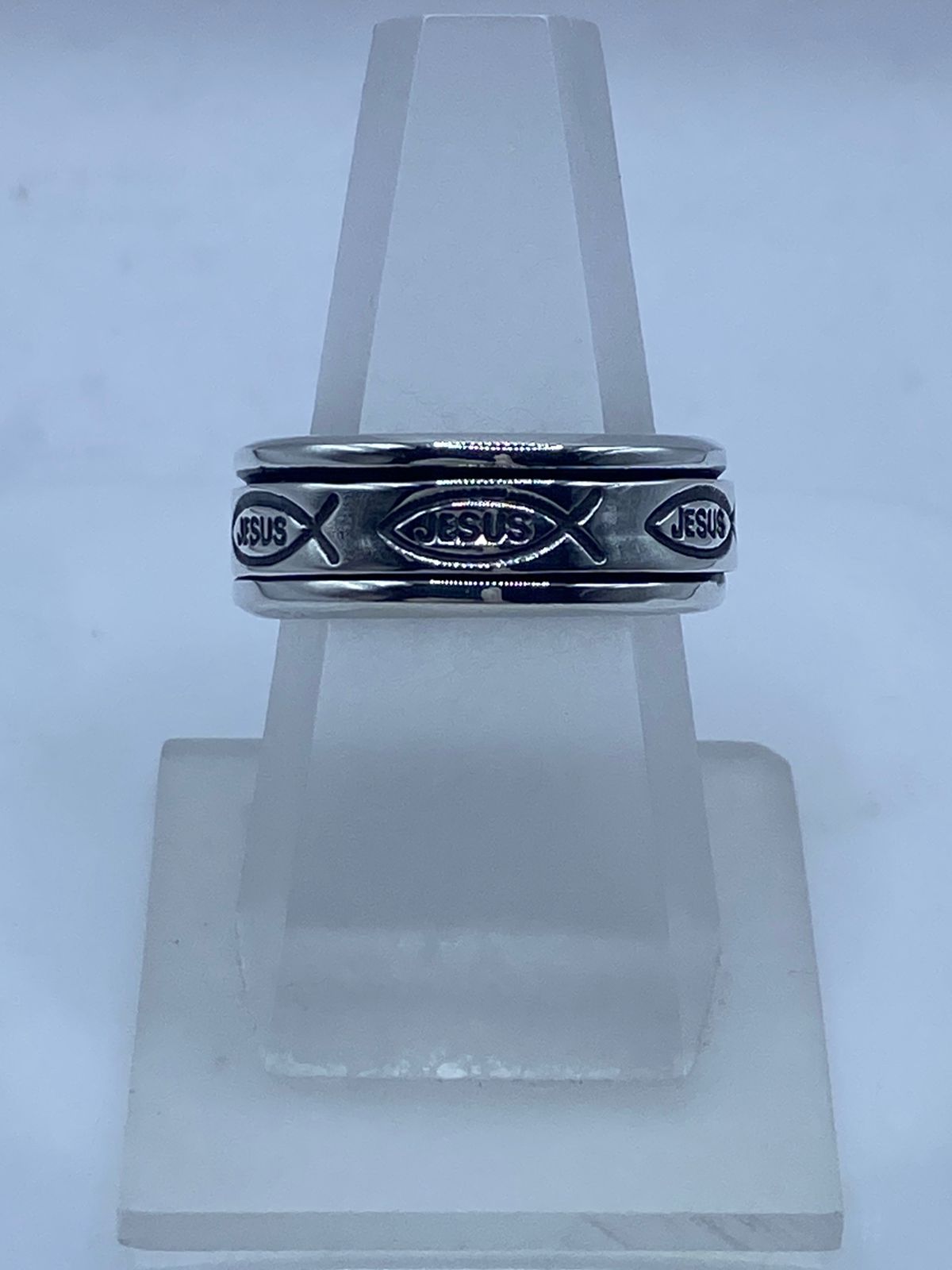 ✝️💍 Anillo Spinner de Plata .925 “Jesús” con Símbolo Ichthys