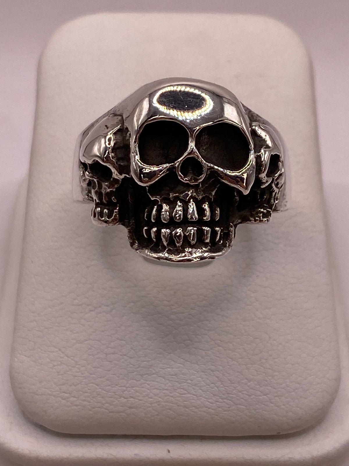 Anillo Triple Calavera de Plata Ley .925