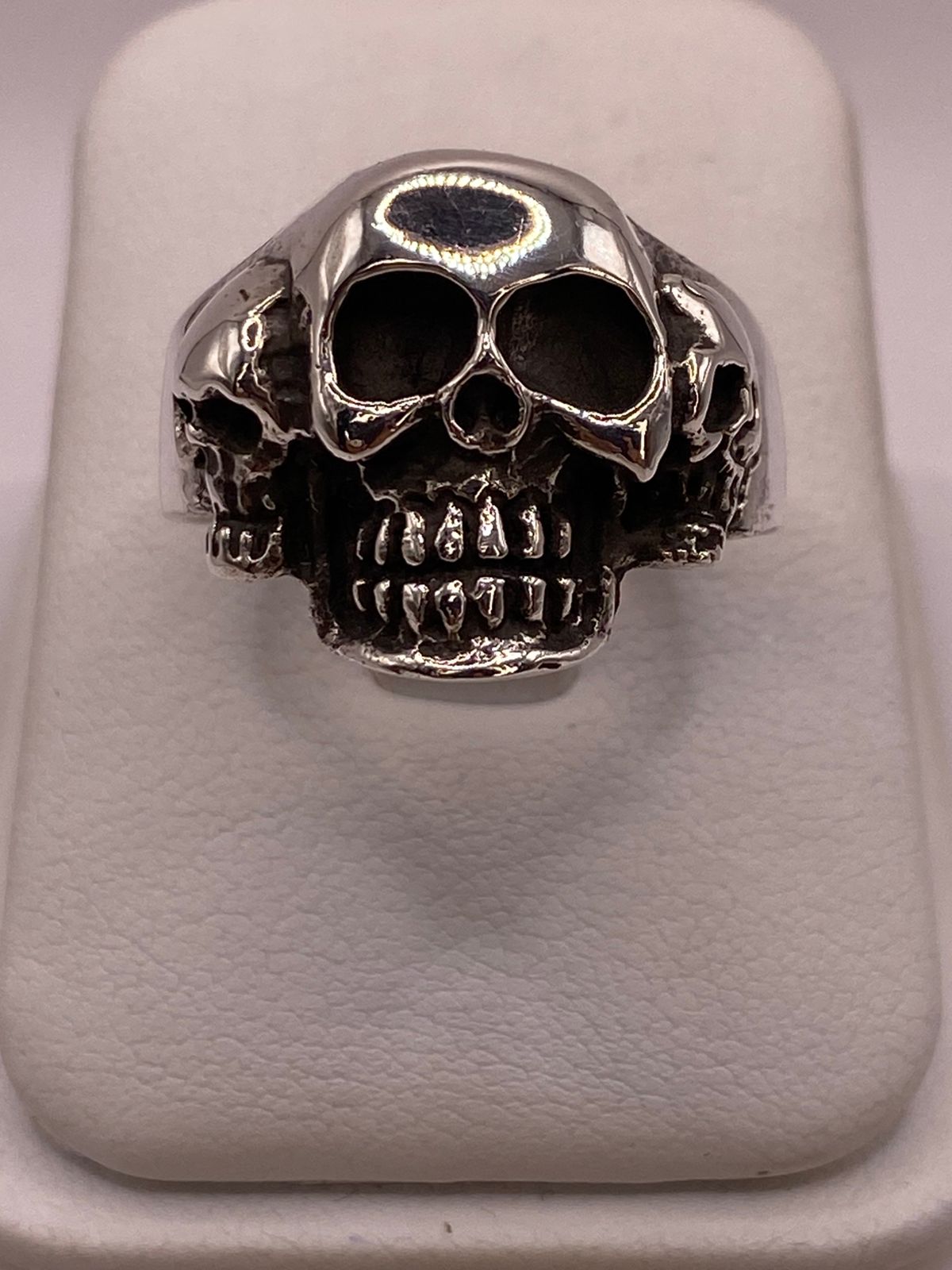 Anillo Triple Calavera de Plata Ley .925