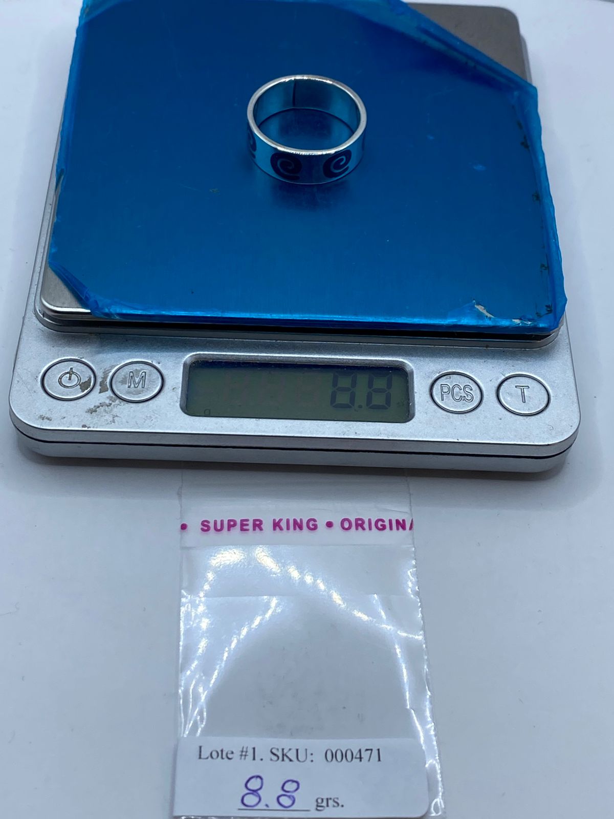 Anillo Turquesa con Espirales Caladas en Plata .925