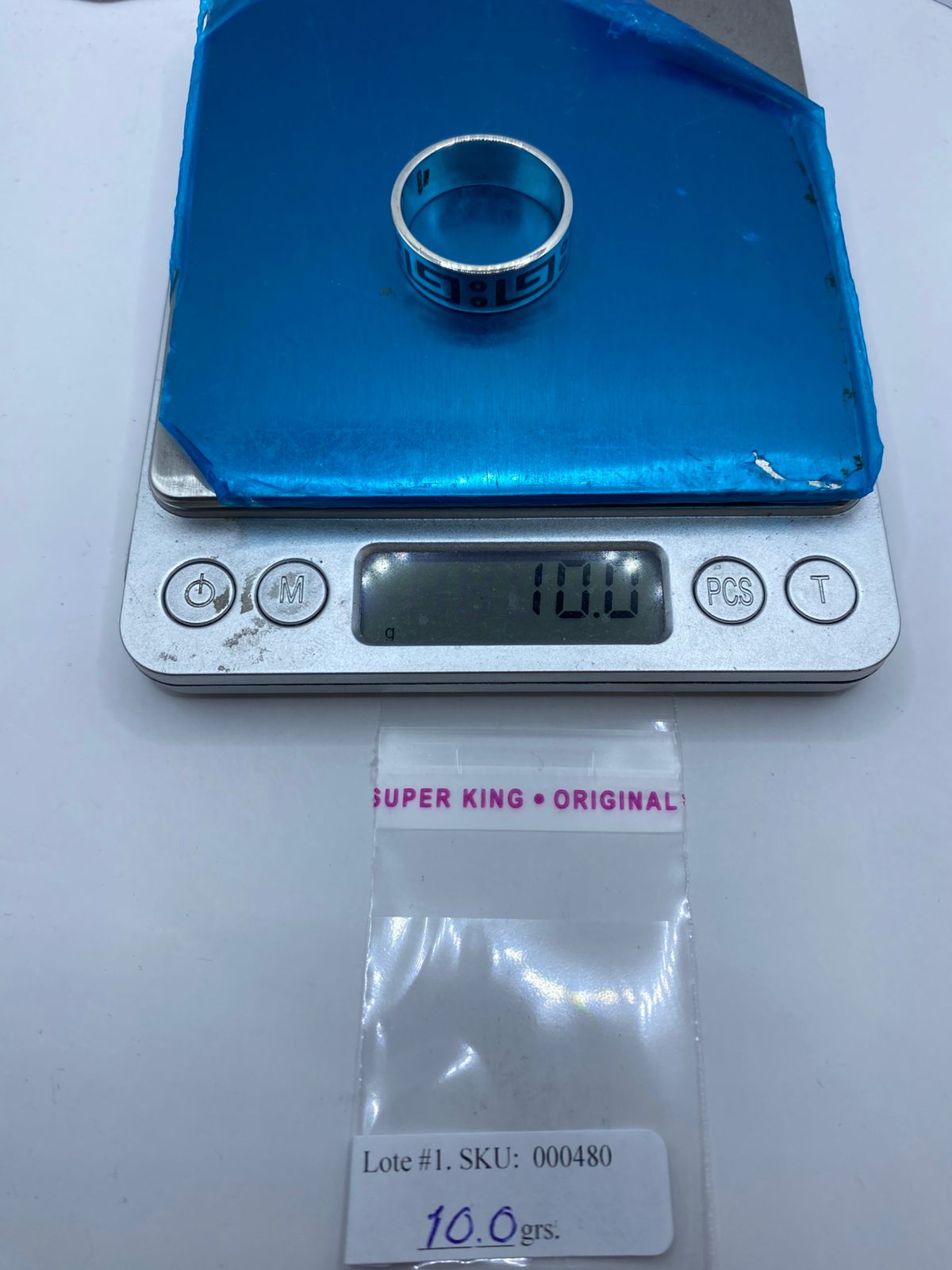 Anillo de Turquesa con Greca y Detalles Circulares en Plata .925