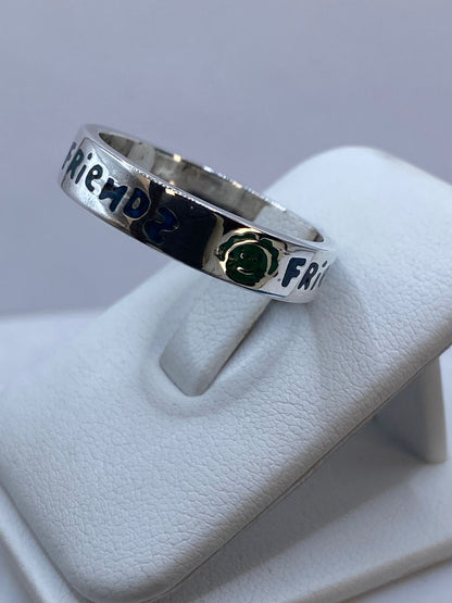 Anillo “FRIENDS” en Turquesa y Plata .925, sello de autenticidad Plata Ley .925