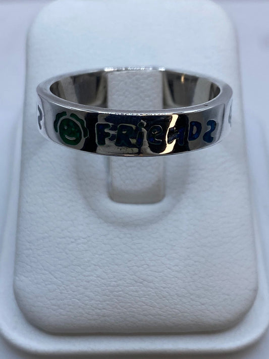 💙🤝 Anillo “FRIENDS” en Turquesa y Plata .925