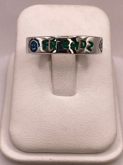 Anillo “friends” de Plata .925 con Incrustaciones, sello de autenticidad Plata Ley .925