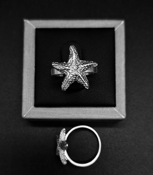 Anillo ESTRELLA DE MAR EN  PLATA LEY 925