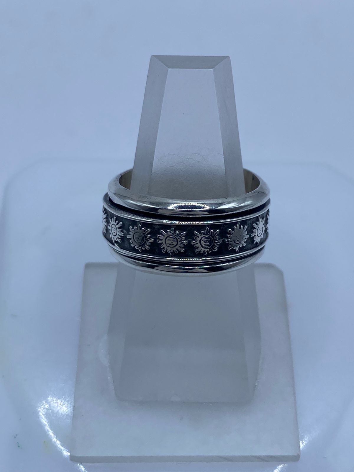 ☀️💍 Anillo Giratorio de Plata 925 con Símbolos de Sol