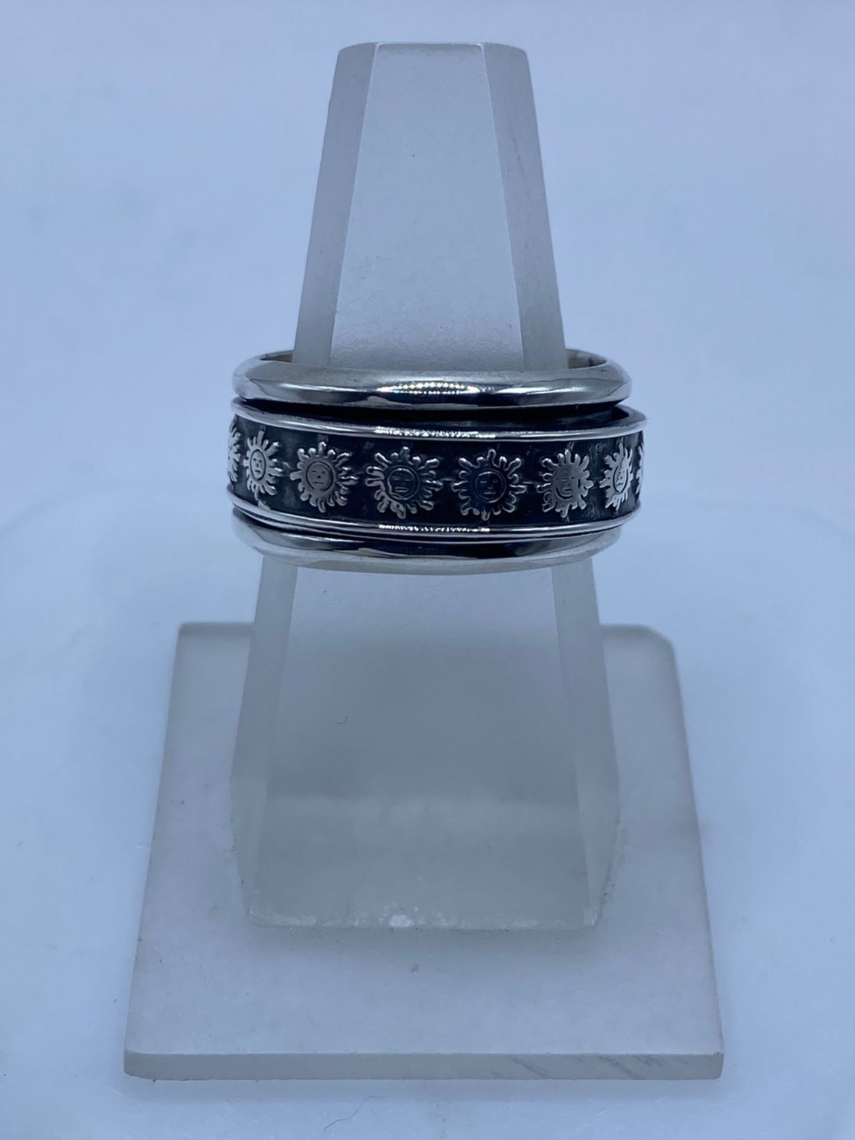 ☀️💍 Anillo Giratorio de Plata 925 con Símbolos de Sol