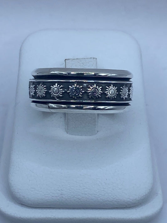 ☀️ Anillo Giratorio Soles Grabados – Plata Ley 9.26 — vista lateral