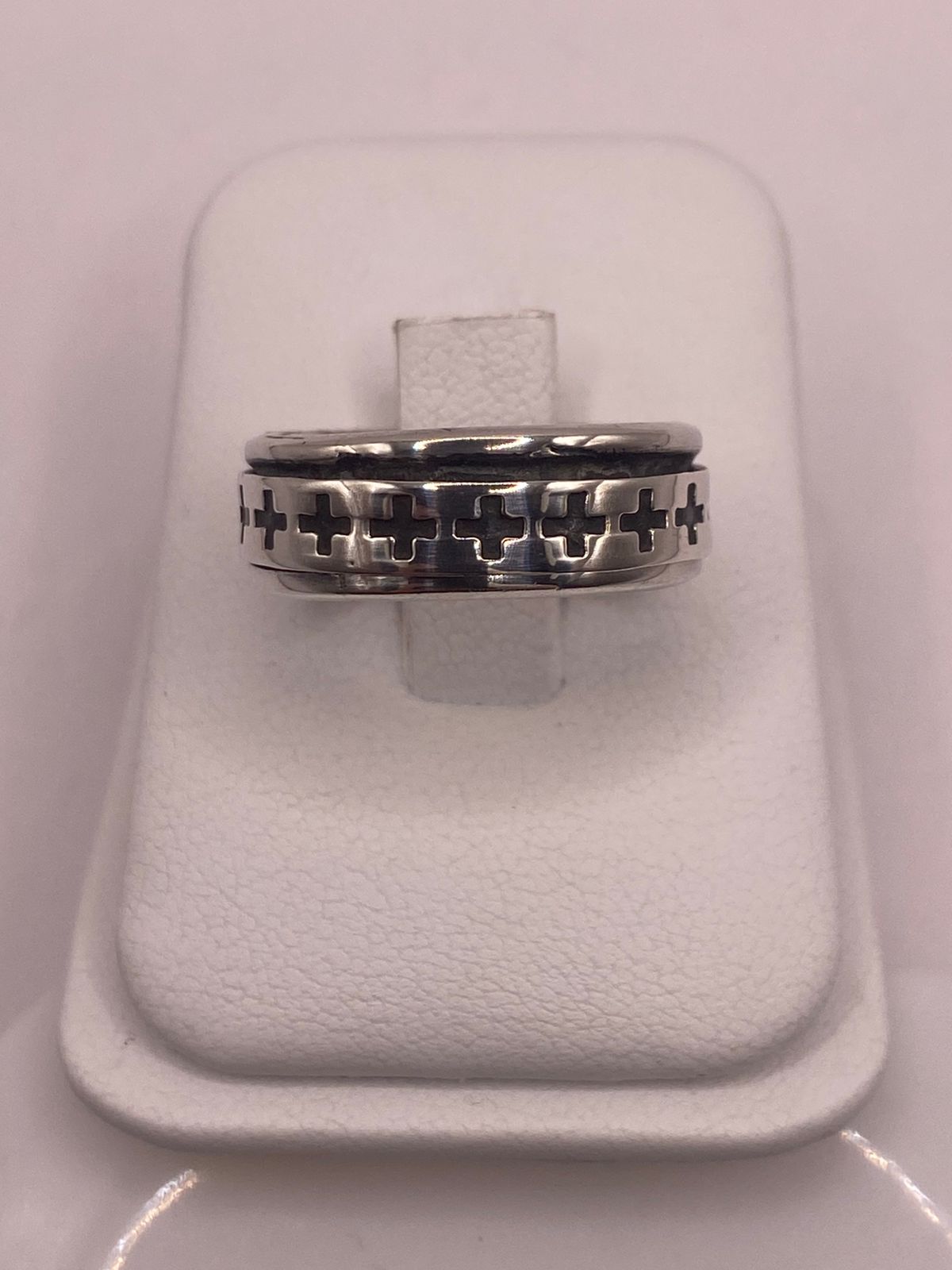 Anillo Giratorio de Plata 925 con Cruces Caladas