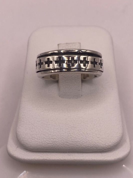 Anillo Giratorio de Plata 925  con Cruces Caladas