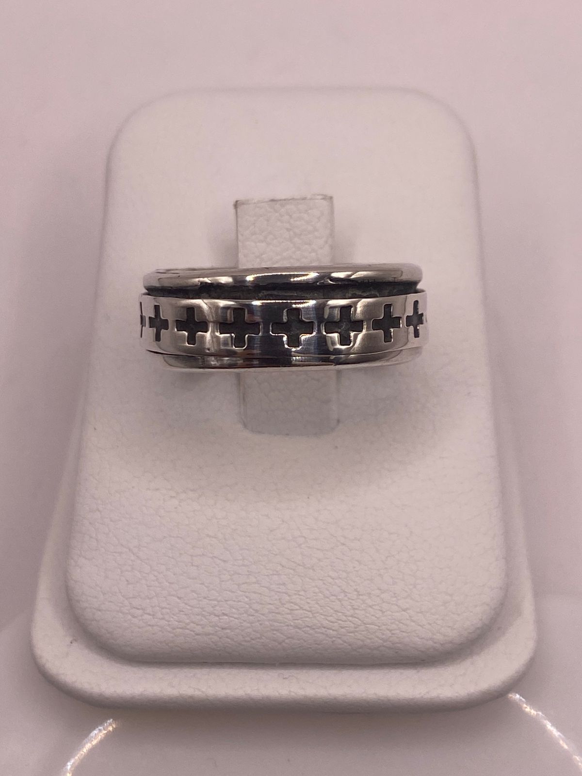 Anillo Giratorio de Plata 925 con Cruces Caladas