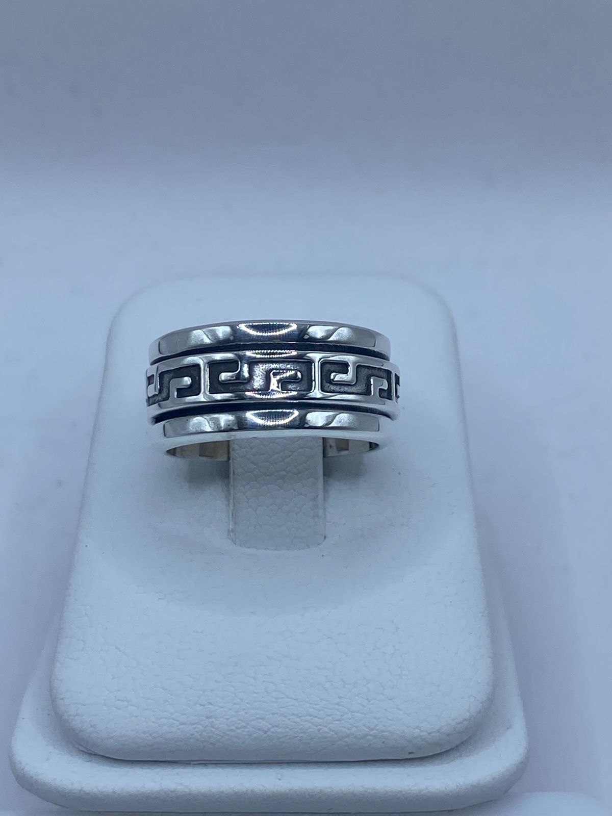 🔁 Anillo Giratorio de Plata 925 con Diseño Greca Clásica