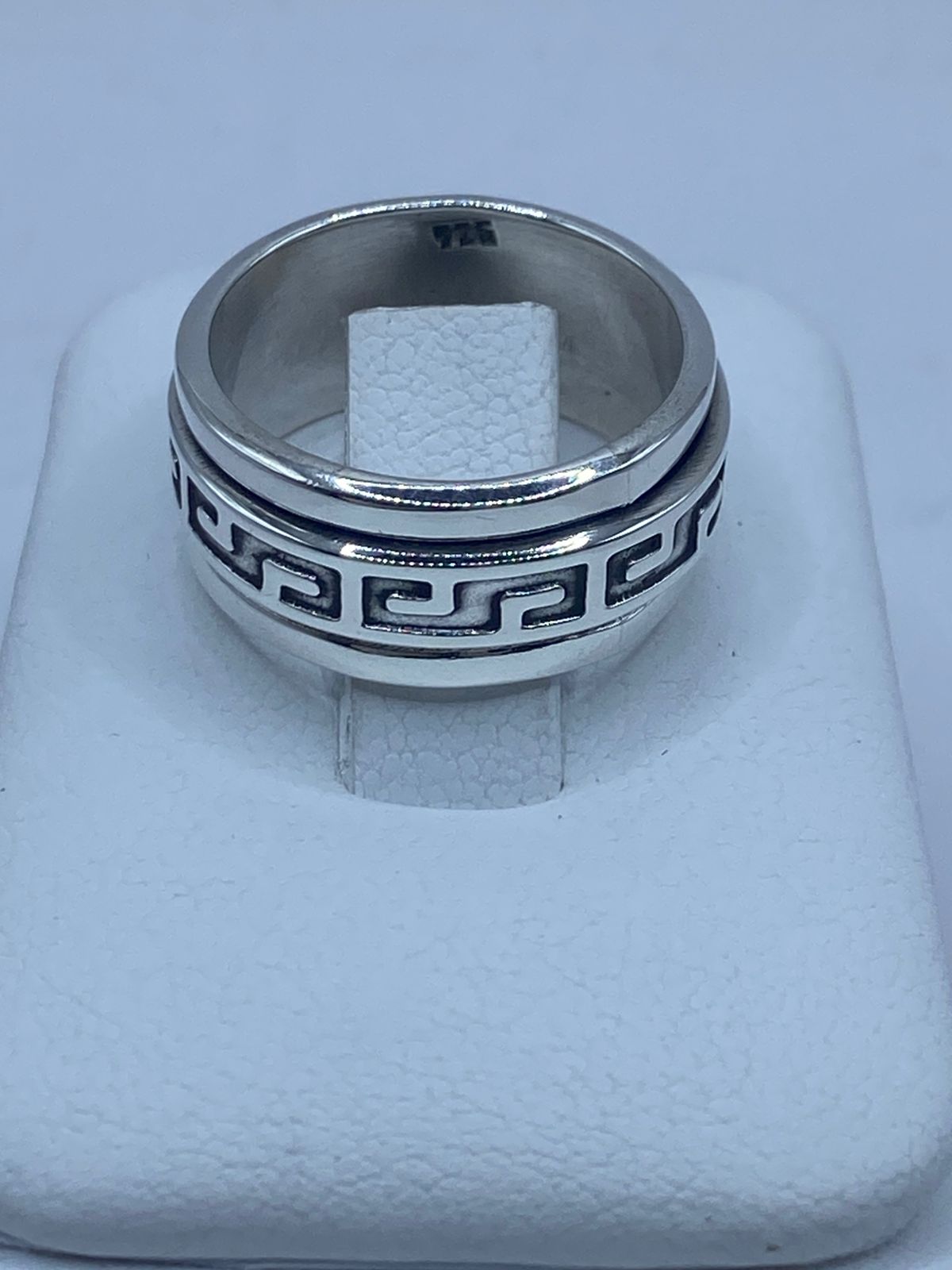 🔁 Anillo Giratorio de Plata 925 con Diseño Greca Clásica