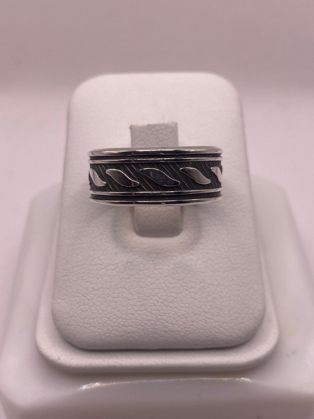 Anillo Giratorio de Plata 925 con Diseño de Ondas Texturizadas