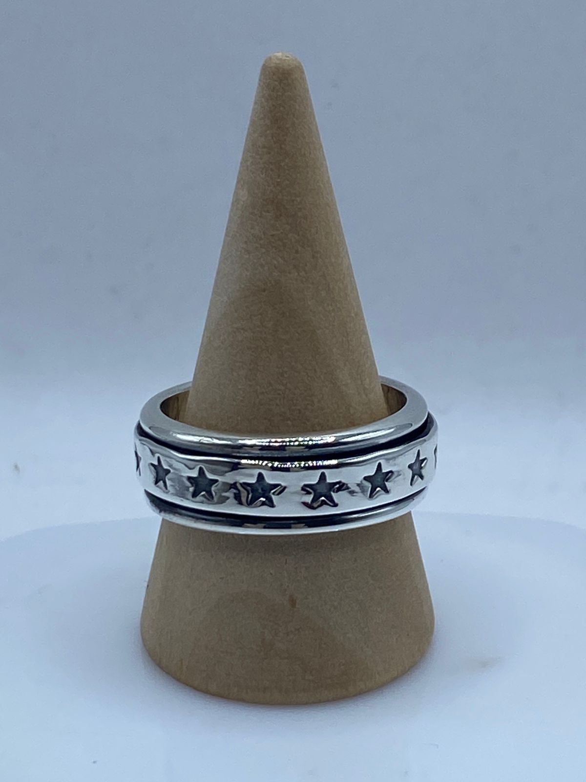 ⭐ Anillo Giratorio de Plata 925 con Estrellas en Relieve