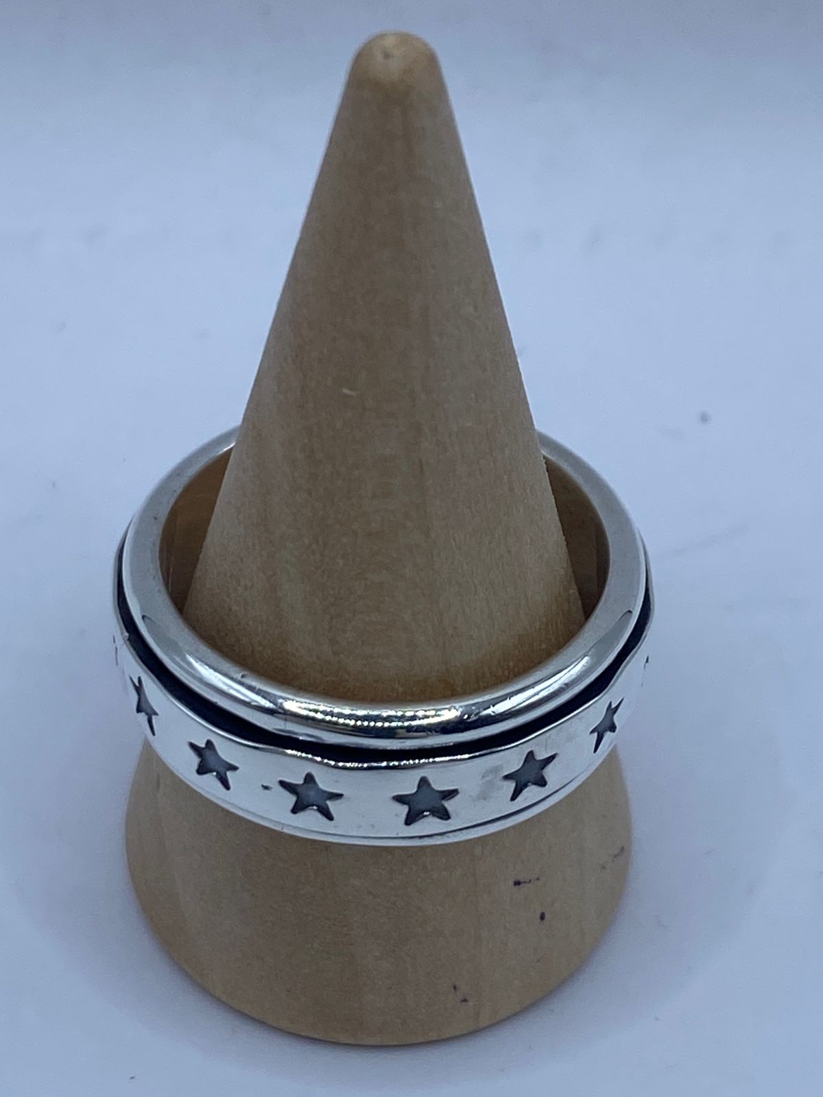 ⭐ Anillo Giratorio de Plata 925 con Estrellas en Relieve