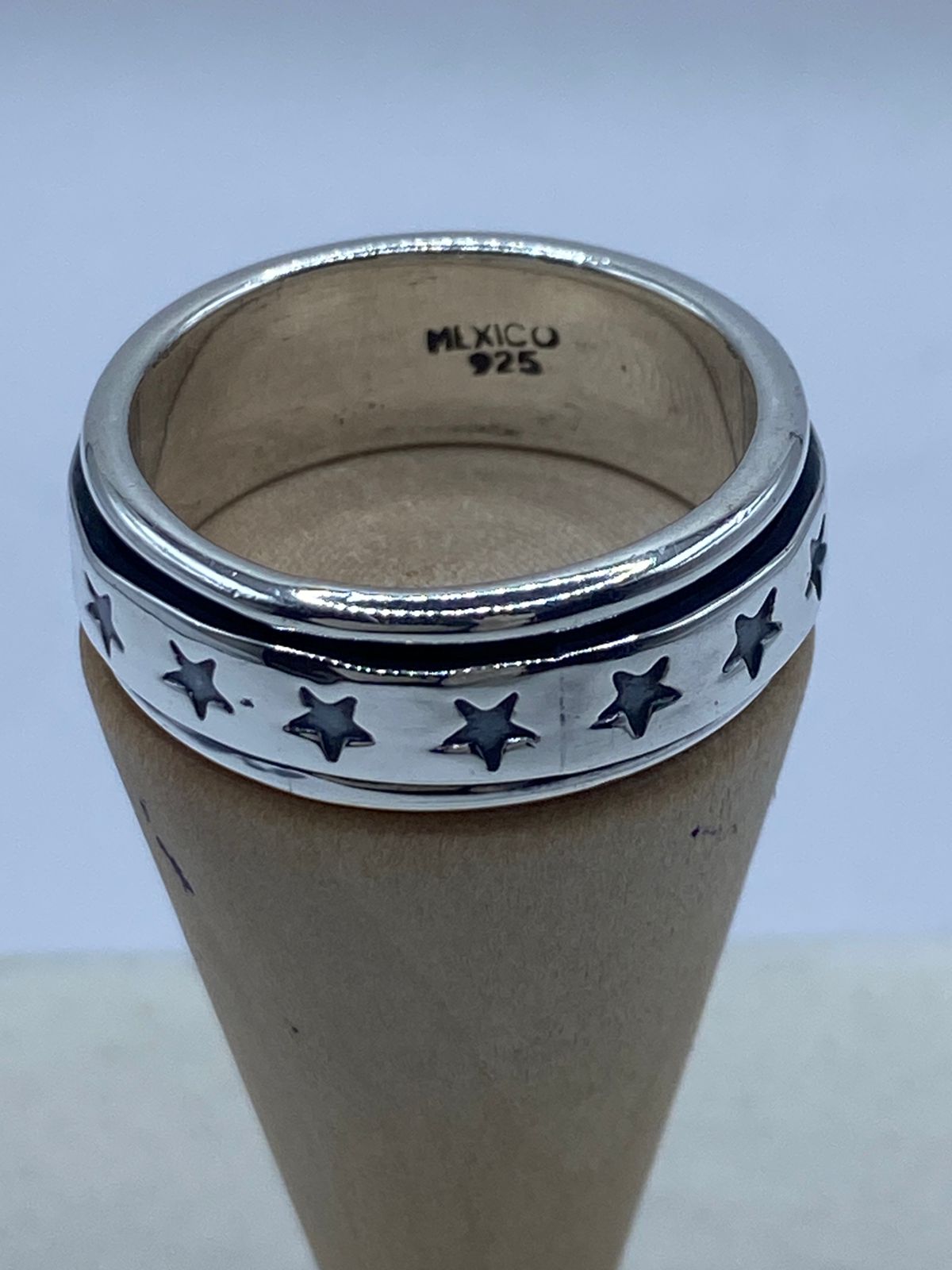 ⭐ Anillo Giratorio de Plata 925 con Estrellas en Relieve