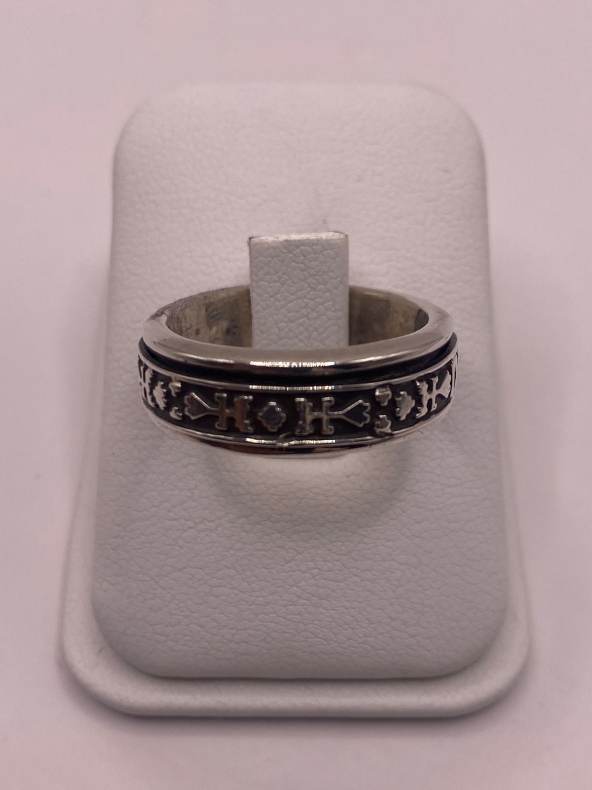 Anillo Giratorio de Plata 925 con Símbolos Geométrico