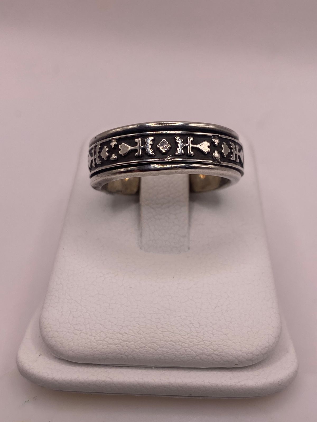 Anillo Giratorio de Plata 925 con Símbolos Geométrico