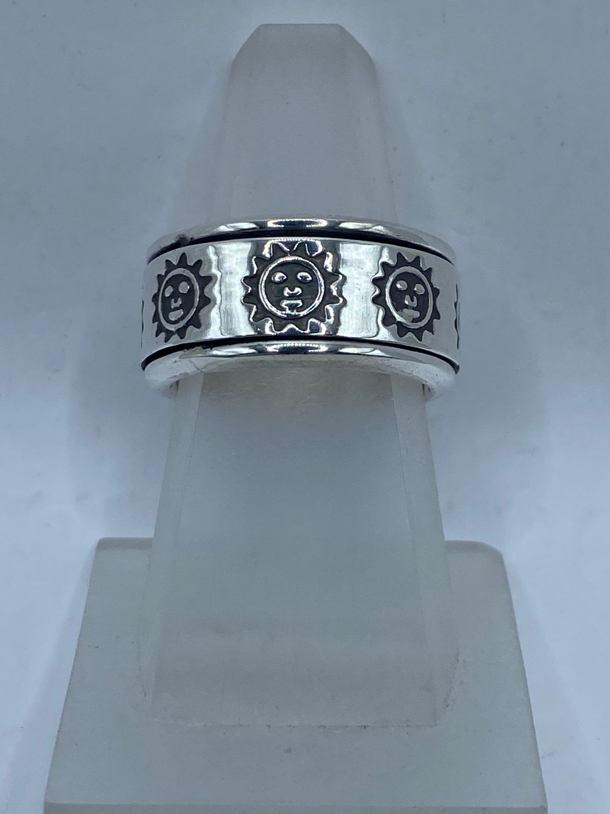 ☀️ Anillo Giratorio de Plata 925 con Soles Grabados