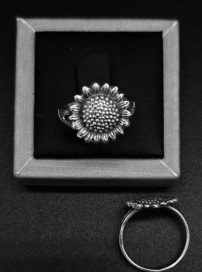 Anillo Plata Ley 925 , Girasol, vista frontal