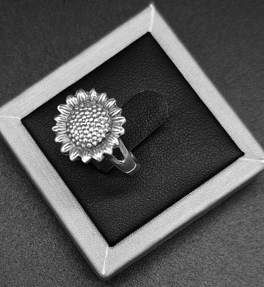 ANILLO GIRASOL EN PLATA LEY 925