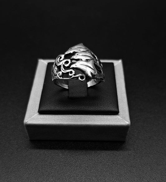 ANILLO DE TRES DELFINES EN PLATA LEY 925