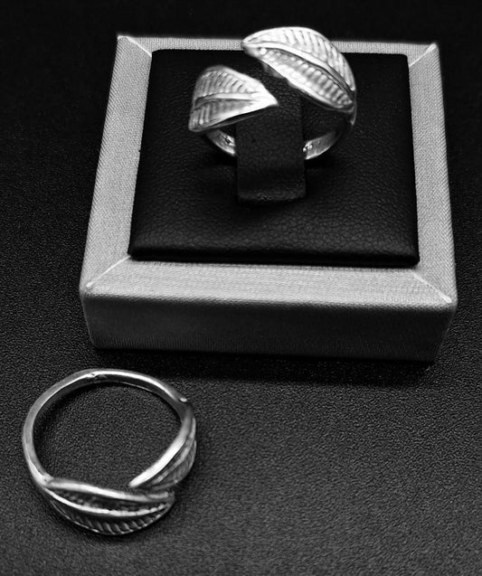 ANILLO  DOBLE HOJA CHICA EN PLATA LEY 925