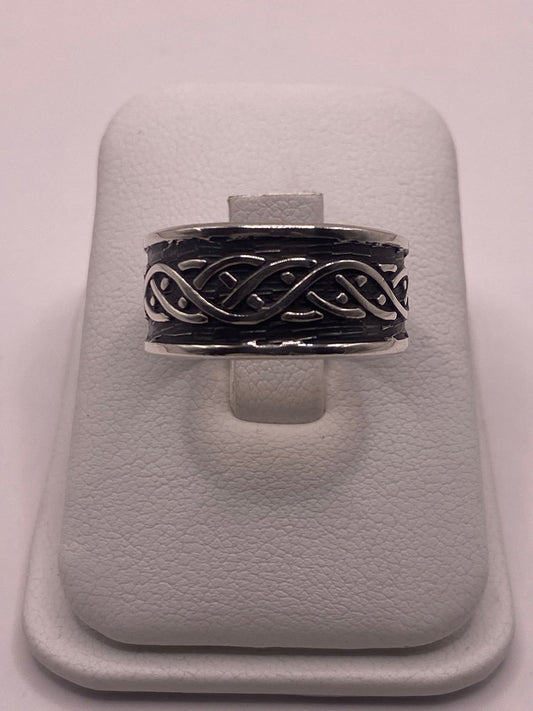Anillo de Plata 925  Estilo Celta Trenzado con Acabado Oxidado