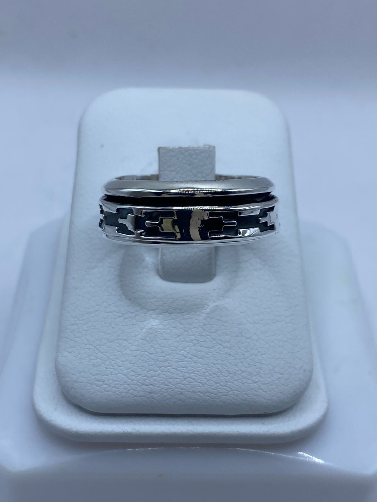 💍 Anillo de Plata 925 con Diseño Geométrico en Relieve