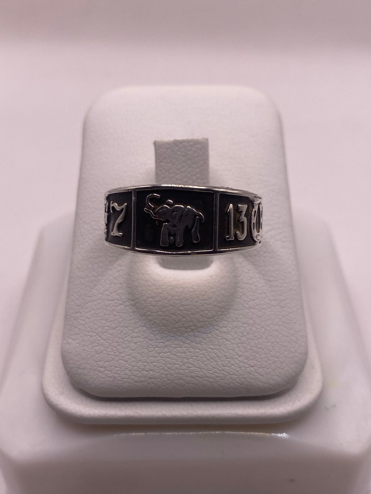 Anillo de Plata 925 con Elefante y Números de la Suerte