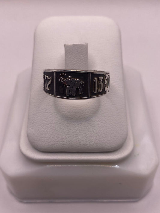Anillo de Plata 925  con Elefante y Números de la Suerte