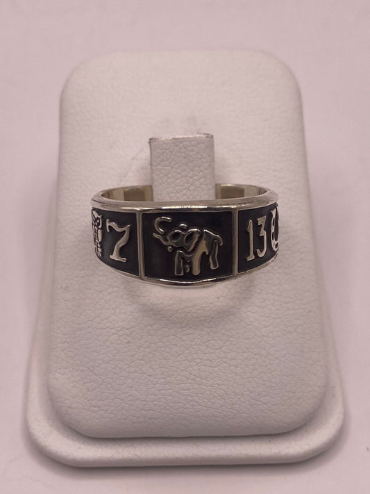 Anillo de Plata 925 con Símbolos de la Suerte – Trébol, Herradura y Número 13