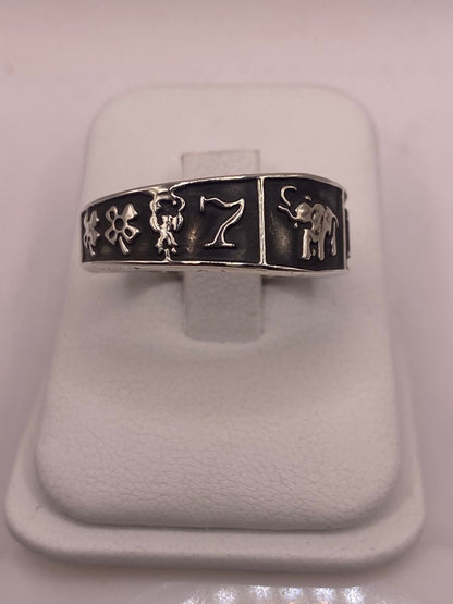 Anillo de Plata 925 con Elefante y Números de la Suerte